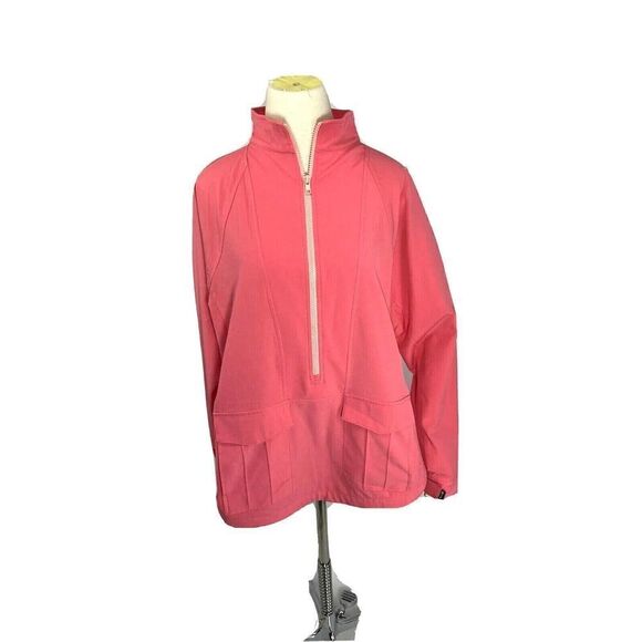 Belyn Key Golf Coral Windbreaker Jacket 1/4 Zip Pockets Dressy - Picture 2 of 12